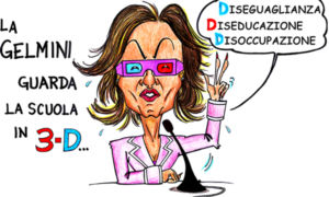 Vignetta sul Ministro Gelmini (tratta dal sito futuroscuola.org)