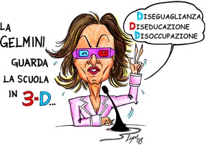 Vignetta sul Ministro Gelmini (tratta dal sito futuroscuola.org)