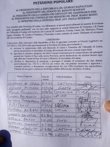 La petizione reca tra le altre le firme dei sindaci di Latina, Gaeta e Terracina 