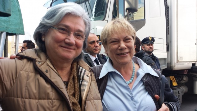 La presidente della Commissione Antimafia Rosi Bindi e il sottosegretario  Sesa Amici alla manifestazione di Libera a Latina